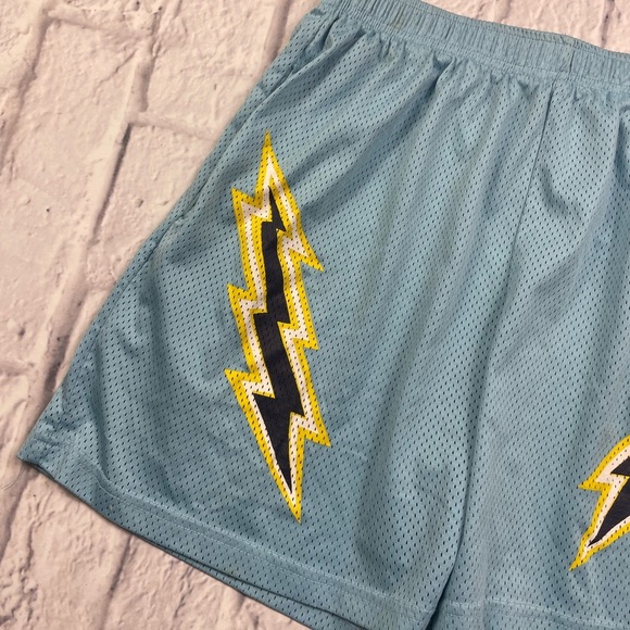 Eric Emanuel Carolina Lightning Bolt ⚡️ Baby Blue Mesh Shorts Men’s Sz L - Picture 2 of 7